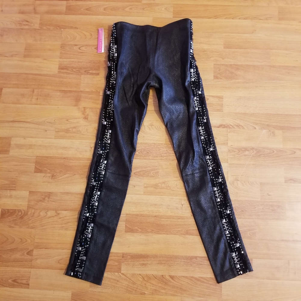 Beaded 100% lamb leather legging